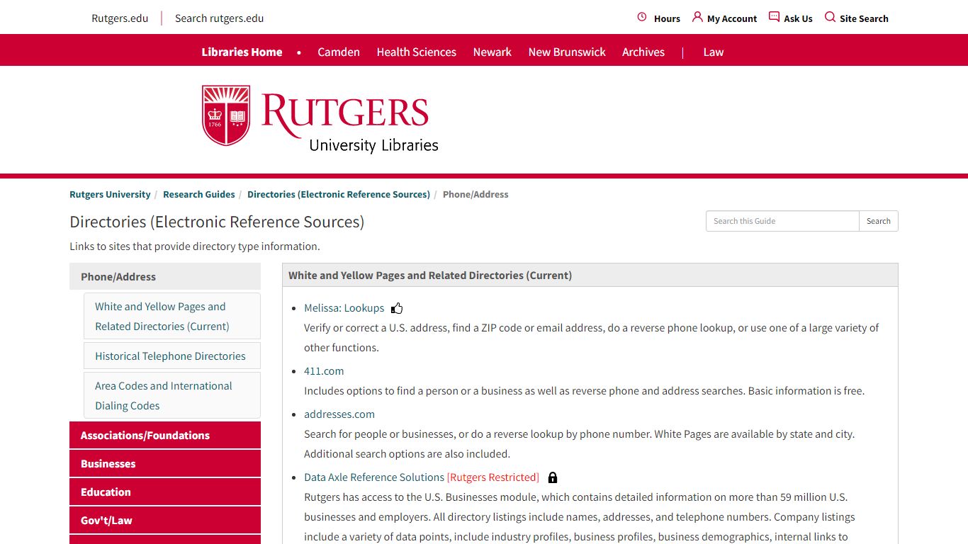 Phone/Address - Directories (Electronic Reference Sources) - Research ...